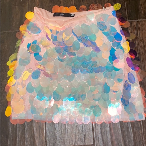 Pink Sequin Mermaid Mini Skirt - Picture 2 of 2